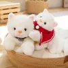 Christmas Toy Supplies Simulation White Cat Plush Toy Cute Stuffed Animals Peluche Dolls Realistic with Bells Cloak Children R231012