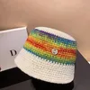 Sombreros de ala ancha Sombreros de cubo Y2k Moda Ins Viento Gradiente Viñeta Arco iris Punto Sombrero de cubo Otoño de mujer Crochet Hueco Sombrilla Cuenca Cap al por mayor 231011