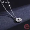 Pendant Necklaces Modian Real 925 Sterling Silver Lucky Snowflake Pendant Necklace for Women Fine Jewelry Bijoux Girl Christmas Gifts 231012