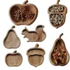 Assiettes grande capacité écureuil Snack plateau en bois dessin animé bonbons noix plateaux en forme décoratif poire fruits stockage