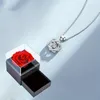 Colares pingentes coração zircão com flor rosa caixa de presente de luxo para presentes de namorada 2023 na moda mulheres colar jóias