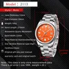 Women s Watches AKNIGHT Watch for Men Orange Dial Analog Quartz Wristwatches Waterproof Chronograph Business Stainless Steel Band 231012