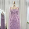 Basic Casual Dresses Sharon Said Luxury Dubai Aqua Lilac Arabic Mermaid Evening Dress with Cape Sleeves Criss Cross Women Wedding Party Gowns SS391 231011