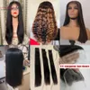 Koronkowe peruki ludzkie włosy wiązki Super podwójne rysunki Virgin Hair Bundles Arabella Brazylijska Kość prosta włosy z 4x4 przezroczyste lakiety 231011