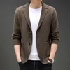 Men's Down Parkas Top Grade Brand Fashion Knit Blazer Mens Cardigan Slim Fit Sweater Autum Winter Casual Coats Jacket Clothes 2023 231011