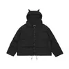 Parka da uomo in piumino di cotone da uomo con teschio ricamato Giacca hip-hop streetwear con cappuccio imbottito di design Harajuku Capispalla invernale