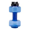 Dumbbells Outdoor Fitness Cycling Camping Water Bottle Gym Sport PET Dumbbell Shape Kettle