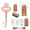 Party Favor Wedding Gifts till gäster 100st Rose Gold Key Bottle Opener med tack papperstaggar Decoration Favors