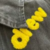 Men's Jackets the Correct Version of Drew Bieber with the Same Back Flocked Smiley Face Embroidered Denim Jacket