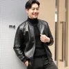 Men's Leather Faux Sanyang Spring and Autumn Baseball Collar Fashion PU Wash Jacket Coat Dad's Wear jaqueta masculina 231012