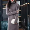 Casual Dresses Warm Pile Collar Knitted Dress Loose Straight Pullover Midi Winter Women Knitwear Vestido Korean Bottoming Sweater Robe