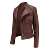 Giacca da donna in pelle finta moda donna con lacci slim fit primavera autunno cerniera moto 231011