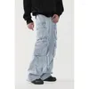 Jeans da uomo Baggy da uomo oversize multitasche cargo streetwear hip hop pantaloni larghi in denim vintage da uomo a gamba larga S-2XL