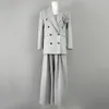 Women's Jacket's Jacket 2023 Autumn Y2K Stereoskopisk blommedekoration Dubbelbröst långärmad kostym Fashion Slim Peplum 231011