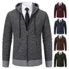 Pulls pour hommes Printemps Automne Sweats à capuche Cardigan à fermeture éclair Pull tricoté Hombre Slim Fit Brown Veste froide Manteau coupe-vent en polaire 231011