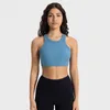 L-w057 Ribbed Tank Tops High Neck Sports Bra with Removable Cups Breathable Sexy Vest I Back Yoga Bra