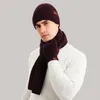 Scarves Men's Autumn Winter Keep Warm Set Beanie Gloves Scarf Male Woolen Yarn Knitted Muffler Spring Fall Hat Solid Color Neckerchief 231012