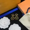 Women Vintage Eardrops Large Hoops Charm Fashion Female Design 18k Gold Plated Cooper Generous Earring Jewelry Luxury Letter Ear Stud