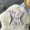 Zbiorniki damskie szykowne kwiatowy nadruk top seksowna podstawowa plon Y2K Koreańska moda kobiety Camis Summer Corset Bustier