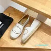 Slip-on-Espadrilles-Schuhe aus Leder mit Schriftzug und Leinen, Sohlen, Frühlings-Flats, Slipper, Designer-Schuh für Damen, lässig