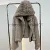 Frauen Pelz Faux Pelz Echt Kaninchen Fell Kapuze Mantel Lange Hülse Frauen Casual Lose Gestrickte Echte Pelz Jacke Mit Kapuze weibliche Natürliche Pelz Outwear J231012