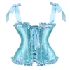 Women's Shapers Sexy Satin Overbust Corset Top Lace Decorated Clubwear Showgirl Body Shaper Shoulder Strap Bustier