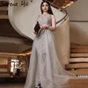 파티 드레스 Serene Hill Silver Detachable Skirt Evening Gowns 2023 BEDED MERMAID SLEEVELESS LUXURY for Women Cla71618