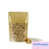 Top Kraft Paper Bag Food Moisture Barrier Bags Sealing Pouch Food Packing Bags Reusable Plastic Front Transparent Stand Up Bags