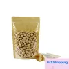 Enkel Kraft Paper Bag Food Moisture Barrier Påsar Tätning Pouch Food Packing Påsar Återanvändbar plast Front Transparent Stand Up Påsar