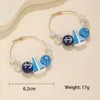 Hoop Earrings Vintage Printing Wood Beads Sailboat Anchor Decoration Big Circle Errings For Women Beach Party Jewelry Gifts