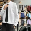 Männer Casual Hemden Hohe Qualität Männer Einfarbig Frühling Langarm Hemd Seide Baumwolle Slim Fit Homme Kleidung 2023 E114