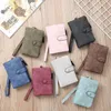 Wallets Tri Fold Short Women With Coin Zipper Pocket Minimalist Frosted Soft Leather Ladies Purses Female Pink Small Wallet