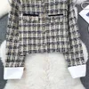 Autunno e Inverno 2023 Piccola Fragranza Stile Retro Girocollo Monopetto Tessuto Tweed Cappotto Giacca Casual da Donna Top