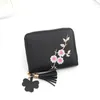 Wallets Korean Version Of Short Women's Wallet Hand Embroidery Money Clip Zipper Little Girl's Zero Card Bag