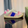 High Quality small dirty shoes Designer Casual shoe Screener Sneakers board Men Women Sneaker Classic Blue Pink Crystal Stripe Low Top Real Leather Shoes
