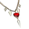 Łańcuchy czerwony kryształowy naszyjnik stalowa miłość choker egirl obrońca naszyjniki dla kobiet biżuteria akcesoria biżuterii