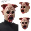 Party Masks Lofytain Horror Saw Cry Pig Head Mask Cosplay Bloody Demon Killer Animal Helmet Halloween Carnival Night Club Party Pests T231012