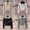 Korte stijl gebreide top Embrodiery Letter Slim Knits Herfst Winter Warm Damesgebreide truien met lange mouwen Breien T-shirts