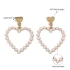 Boucles d'oreilles en cristal strass coeur pour femmes, Bijoux à la mode, accessoires de déclaration géométrique, vente en gros