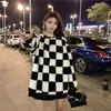 Women's Hoodies Hoodie Plaid Fleece Autumn Faux Lamb Wool Coat Languid Round Neck Long Sleeve Loose Thick Black White Winter 2023