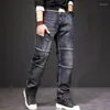 Män jeans herrar kläder hip hop fritid denim byxor elasticitet jean sömmar klädbyxor storlek 42 44