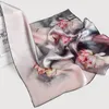 Sarongs 100% Silk Square Scarf For Women 65x65cm Vackert designmönster Tryckt lyxigt Elegant Silk Kerchief handduk Real Silk 231011