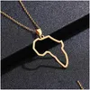 Pendant Necklaces Stainless Steel Africa Map Pendant Necklace Hip Hop Gold Chains Necklaces For Women Men Fashion Jewelry Jewelry Neck Dhpl8