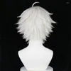 Feestartikelen Anime BLUE LOCK Seishiro Nagi Cosplay Pruik 30 cm Zilver Wit Korte Pruiken Hittebestendig Synthetisch Haar