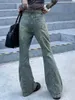 Jeans da donna REDDACHiC Y2k Stampa bottoni vintage Pantaloni bootcut da donna Pantaloni svasati effetto vissuto Pantaloni coreani anni '90