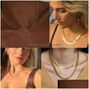 Cuban Chain Necklace For Men Women Basic Punk Stainless Steel Curb Link Chokers Vintage Gold Tone Solid Metal Collar Dhgarden Oty7R