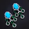 Wedding Jewelry Sets 2023 4piece Cubic Zirconia Turquoise Necklace Earring's Set Zircon Dubai Bride 231012