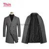 Mäns trenchrockar 2023 Autumn and Winter Boutique Woolen Black Grey Classic Solid Color Thick Warme Men's Extra Long Wool Trench Coat Male Jacket J231012