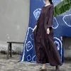 Casual Dresses Nini Wonderland Spring Autumn Cotton Linen Handmade veckad klänning 2023 Kvinnor Lossa Vintage Batwing Sleeve Mori Girl Robe