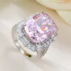 Anello di diamanti Moissanite rosa 8ct 100% 100% Sterling Sier Party Wedding Cand Rings for Women Men Engagement Gioielli